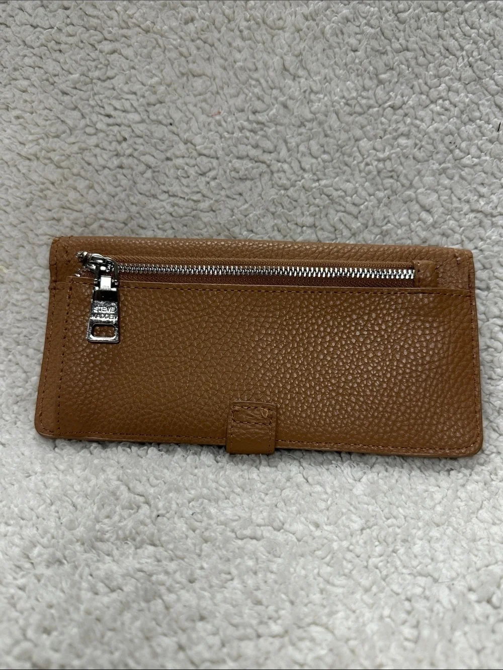 Steve Madden Tan Polyurethane Wallet, Gold Accents, Card Slots, Zipper Pocket